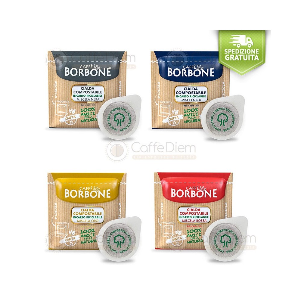 Borbone ESE Paper Pods 44 mm - 4 Box of 50 Black, Red, Blu, Oro Blend Coffee Pods