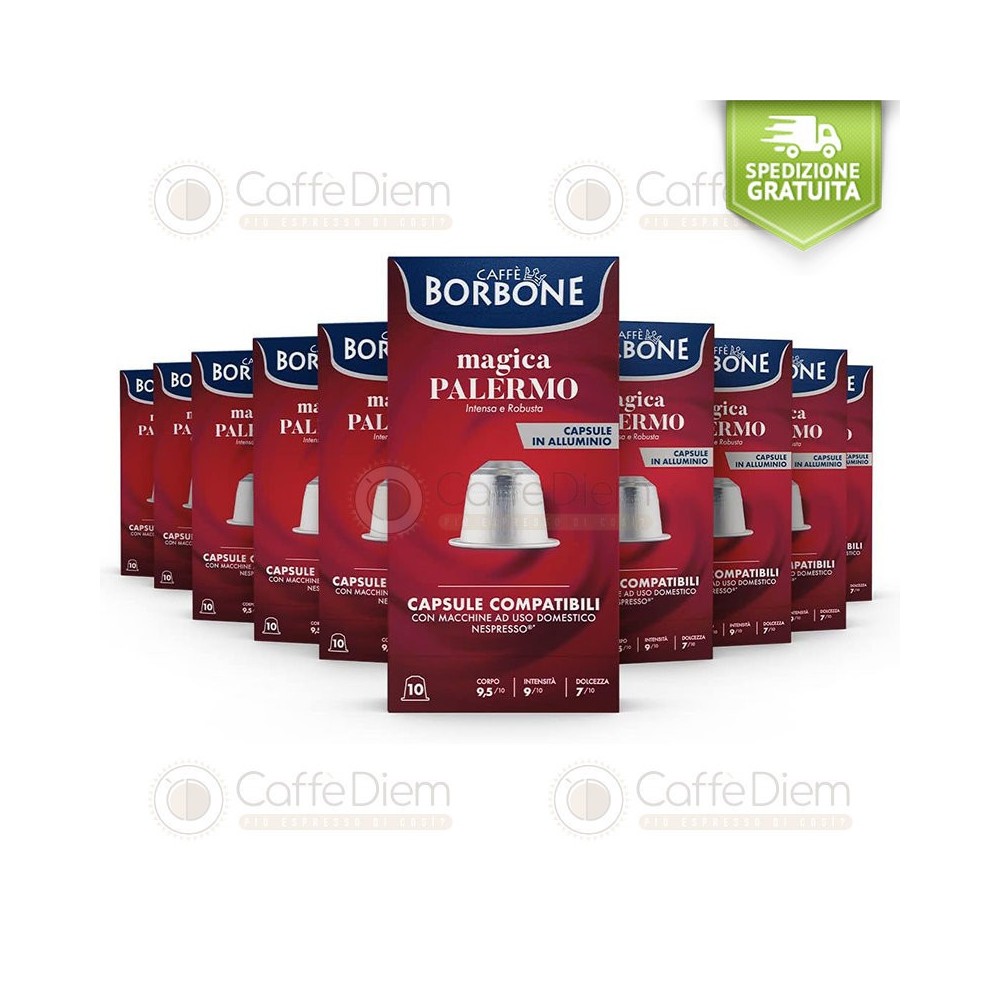 Borbone Nespresso PALERMO - Box Of 100 Coffee aluminum Capsules Compatibles with Nespresso Coffee Machine
