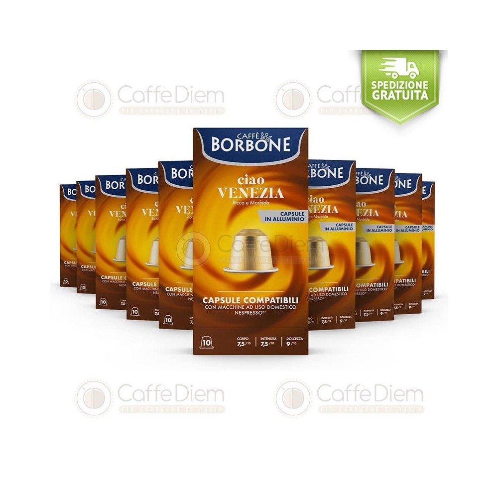 Borbone Nespresso VENEZIA- Box Of 100 Coffee aluminum Capsules Compatibles with Nespresso Coffee Machine
