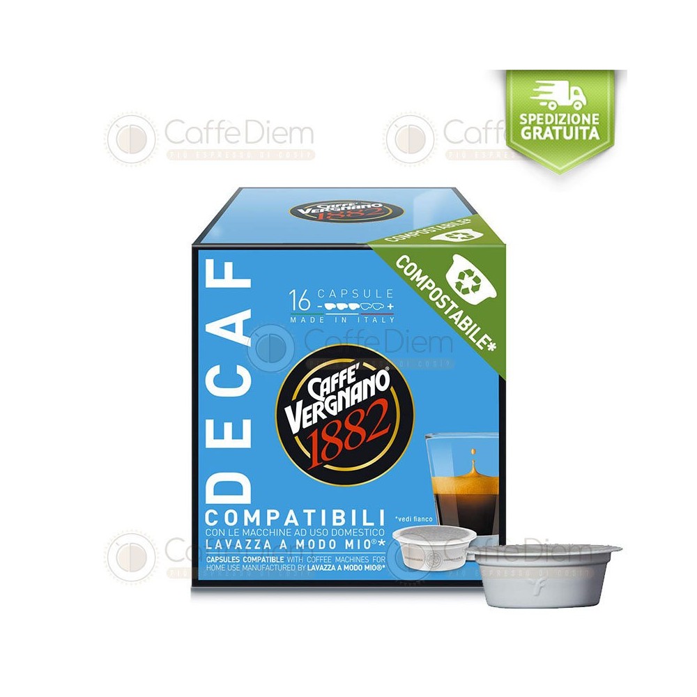 Capsule Compostabili Vergnano 128 DECAFFEINATO Compatibili Lavazza* A Modo Mio*